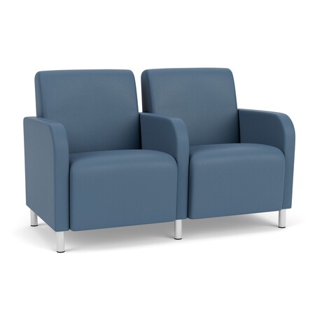 Lesro Siena Lounge Reception 2 Seat Tandem Seating, Brushed Steel, MD Titan Upholstery SN2103